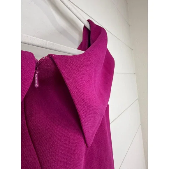 XSCAPE Ruffle High Low Dress Women 6 Off Shoulder Cocktail Wedding Guest MAGENTA - Picture 6 of 10